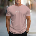 Meeste suvine lihtne hingav l&uuml;hikeste varrukatega &uuml;mmargune kaelus vabaaja kirjaga tr&uuml;kitud T-s&auml;rk Top Fashion Street Photo temperament T-s&auml;rk S