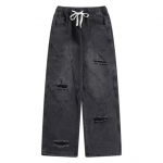 Hong Kong Trend Meeste Suvine Uus Sirge S&auml;&auml;rega Personaliseeritud Kirjaga Džinsid Hip-Hop Ins Trendikad High Street Trendikad Huligaani V&auml;limusega P&uuml;ksid S sinine