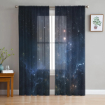 T&auml;hesinine L&auml;bipaistvad Kardinad Elutoa Kaunistuseks Akknakardinad K&ouml;&ouml;ki T&uuml;ll Voile Organza Kardinad W135 x H115cm x1&Grommet Top