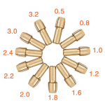 10-11 tk/partii minipuur-messingist tsang 0,5-3,2 mm messingist ja tarvikukomplekti mutriga. 10pcs 4.3mm set
