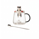 Ainulaadne 3D-koeraklaasist kruus lusikaga kaanega Kawaii tassid kohvi, teetassi, isikup&auml;rastatud kingitusjoogiklaasid jookide kruusidele 301-400ml