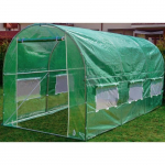 Serre 4 x 2,5x2 m&egrave;tres - 10m2 - cadre metallique avec film PE vert - avec fen&ecirc;tres moustiquaires