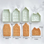 4 tk j&otilde;ulupiparkoogimaja l&otilde;ikurid k&uuml;psised 3D k&uuml;psetusvormid fondant kooki kaunistus saiake biskviit tempel k&uuml;psetustarvikud