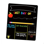 First and Last School Day Board Sign Chalkboard Wood Fittings Portable Photo Props Back to