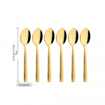 Kuldne 6 tk. roostevabast terasest lauan&otilde;ude komplekt nuga koogikahvel teelusikat&auml;is s&ouml;&ouml;giriistad kodurestorani k&ouml;&ouml;giriistade komplekt 6pcs teaspoon