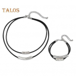 Vintage kunstnahast kaelakee metallhelmestega kihiline geomeetriline silindriline ripatsiga sulamist kaelakee naistele, meestele igap&auml;evaseks kandmiseks. A