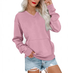 Naiste vabaajamoe &uuml;hev&auml;rviline V-kaelusega pikkade varrukatega kampsun kerge taskutega pusa S