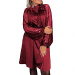 Daami &otilde;htukleit paeladega, litritega lapit&ouml;&ouml;, pikkade laternvarrukatega, &uuml;mara kaelusega 2XL sinine