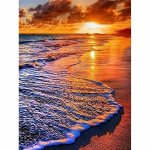 Teemantmaalimine Ranniku P&auml;ikeseloojang Teemantpilt Teemanttikand T&auml;is Ruudukujuline Puurhelmekomplekt Teemantmosaiik Kodu Dec Full Round 20x30CM