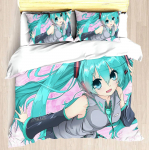 Hatsune Miku Anime 100% pol&uuml;ester voodipesukomplekt tekikottide komplekt tr&uuml;kitud koomiks kodukujundus US Twin(172x218cm)