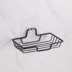 Roostevabast terasest vannitoa seebihoidja seinale paigaldatav puurimata k&ouml;&ouml;k k&auml;snaaluse hoidik kleepuv du&scaron;i seebin&otilde;ude riiul must