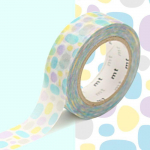 Masking tape pav&eacute;s rond bleu - 1,5 cm x 7 m