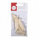 Pendentif en bois Plume - FSC Mix Credit - 7,5+12,5cm - avec cordon - sct.-LS 6pces - nature