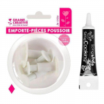4 emporte-pi&egrave;ces &agrave; poussoir en plastique Losange + Stylo de gla&ccedil;age noir