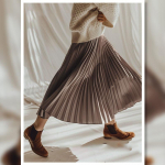 Retro Fashion Women Skirts Winter A-line Pleated Simple Office Lady Skirt Female One Size kohv