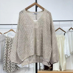 Suvekunsti moe &otilde;&otilde;nes kootud s&auml;rk Mitmek&uuml;lgne V-kaelusega kapuuts Lazy Style kapuuts M aprikoosi