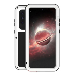 Samsung Galaxy A72 5G / 4G jaoks LOVE MEI Metallist l&ouml;&ouml;gikindel veekindel tolmukindel kaitse&uuml;mbris klaasiga(Must) For Samsung Galaxy A72 5G / 4G valge