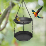 Bird Feed Tubes for Hanging Garden Yard Decoration Outdoors with Double Plate Terrace on The Beige