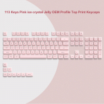 113 Key Jelly &uuml;mmargused k&uuml;ljeklaviatuurid J&auml;&auml;kristall, l&auml;bipaistev roosa OEM-profiiliga v&otilde;tmekork Cherry MX 61 68 104 mehaanilise klaviatuuri jaoks
