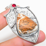 Lemon Chrysoprase, Garnet 925 Sterling Silver Jewelry Pendant 2.84 o9q66