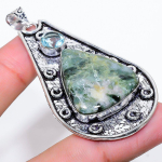 Seraphinite, Topaz Handmade 925 Sterling Silver Jewelry Pendant 2.76 b8a68