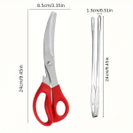 Roostevabast terasest k&auml;&auml;rid ja grilltangid v&auml;ljas telkimiseks ja grillimiseks &ndash; suurep&auml;rased l&otilde;ikamiseks, grillimiseks ja serveerimiseks! black barbecue scissors + barbecue clips