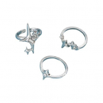 3 tk/komplekt naiste s&otilde;rmused t&auml;hekujulised rhinestones kaunistused sile poola galvaniseeritud &uuml;hev&auml;rvilised avatud s&otilde;rmused paari s&otilde;rmenukiga s&otilde;rmuse ehted