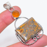 Natural Fruit Jasper, Carnelian 925 Sterling Silver Jewelry Pendant 2.60 v3z79