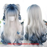 S&uuml;nteetiline Pikk Ombre V&auml;rviline Cosplay Lolita Harajuku Parukas Tukkidega Looduslik Laineline Halloween Roosa Lilla Sinine Igap&auml;evased Parukad 1 white