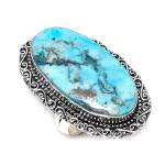 Tibetan Turquoise Handmade 925 Sterling Silver Jewelry Ring Size 9 g9o41