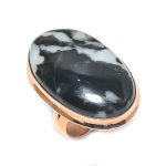 Zebra Jasper Handmade Copper Jewelry Ring Size 7 r3l17