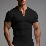 Euroopa ja Ameerika spordi Slim Fit Muscle meeste l&uuml;hikeste varrukatega T-s&auml;rk XXL must