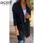 QICED Naiste Vintage Vabaaja ruuduline s&uuml;gis-talvine pikkade varrukatega POLO kaelusega jakid ja mantlid XXXXXL roheline