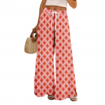 Naiste suvised boheemlaslikud palazzo p&uuml;ksid k&otilde;rge v&ouml;&ouml;kohaga laia s&auml;&auml;rega lilleprindiga vabaajap&uuml;ksid taskutega XXL