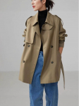 Naiste khaki trenc-mantel 2025: Korea stiil, kaherindne, kitsa l&otilde;ikega kevadiseks ja s&uuml;giseseks. Small