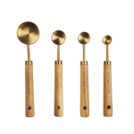 Acacia Wood Handle Stainless Steel 8-Piece Measuring Cup & Spoon Set for Baking & Bartending