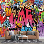 Graffiti 3D tapeet Graffiti seinamaaling Laste graffiti tapeet magamistuppa kohvikusse baari seinamaaling 200 cm(W) x 140 cm(H)