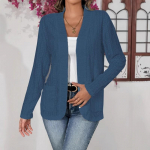 S&uuml;gis- ja talve naiste elegantne &uuml;hev&auml;rviline pitsist topelt taskutega avara rev&auml;&auml;riga pikkade varrukatega jakk 2XL sinine