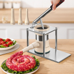 Sausage Meatball Stuffer with 4 Tubes Hand Press 2 in 1 Turkey Filler
