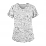 Suures suuruses tr&uuml;kitud Scrub t&ouml;&ouml;vormi topid naiste V-kaelusega l&uuml;hikeste varrukatega l&otilde;busatele T-s&auml;rkidele Taskutega t&ouml;&ouml;riiete T-s&auml;rk L