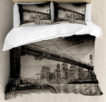 New Yorki voodipesukomplekt Tekk Tekikott Padjap&uuml;&uuml;rid NYC, mis ei maga Kunagi Peegeldused Manhattani Voodikate Kahekohaline Voodikomplekt EU single(135x200cm)