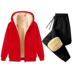 Naiste Mood &Uuml;hev&auml;rviline Ja Talvine Polsterdatud Ja Paksenenud Lukuga Kapuutsiga Dressipluus Jakk Sweatpants Vabaaja Kaheosaline Komplekt XXXXXL