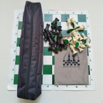 Portable Chess Set Board Game Family with Pieces, Roll up for Adults, Indoor, 34cm mat