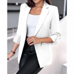 Naiste mood vabaaja s&uuml;gistalv &uuml;hev&auml;rvilise tr&uuml;kiga pikkade varrukatega POLO kaelusega jakid ja mantlid S