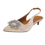 Moodsad Klassikalised Elegantsed Slingback Sandaalid Naistele Kivist Pandlaga Tagumine Rihm Lame Balleti Disain K&otilde;rge Kontsaga Kingad Br&auml;nd Mulaam B&uuml;roo Mujer 38 roosa