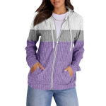 Naiste kapuutsiga dressipluusid Trendikad topid Vabaaja s&uuml;gisemood Pikkade varrukatega taskutega pusa Pullover Kerge XL lilla