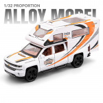 1/32 Silverado Pikap RV Vabaajas&otilde;iduk Mudel Valatud Haagissuvila Matkaauto Turismis&otilde;idukid Auto Mudel Heli Valgus Laste M&auml;nguasi Kingitus valge