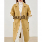 Women's Elegant Mid-length Wool Coat S