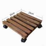 Liigutatav lillepoti k&auml;ru 4 ratast Rulluv alus Alused Taimealus Koduaed Puidust Liikuv Lillepoti alus 25cmx25cm