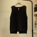 Naiste kevad- ja s&uuml;gisvest, klambriga l&uuml;hike kootud vest, moekas vest, korea stiilis vabad riided XXXL must